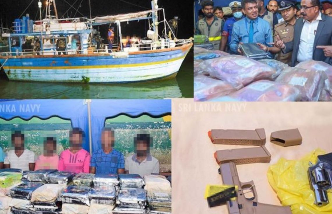 ހަތިޔާރާއި 376 ކިލޯގެ މަސްތުވާތަކެތި ބަރުކޮށްފައިވާ ބޯޓެއް، ލަންކާ ކަނޑުން އަތުލައިގެންފި