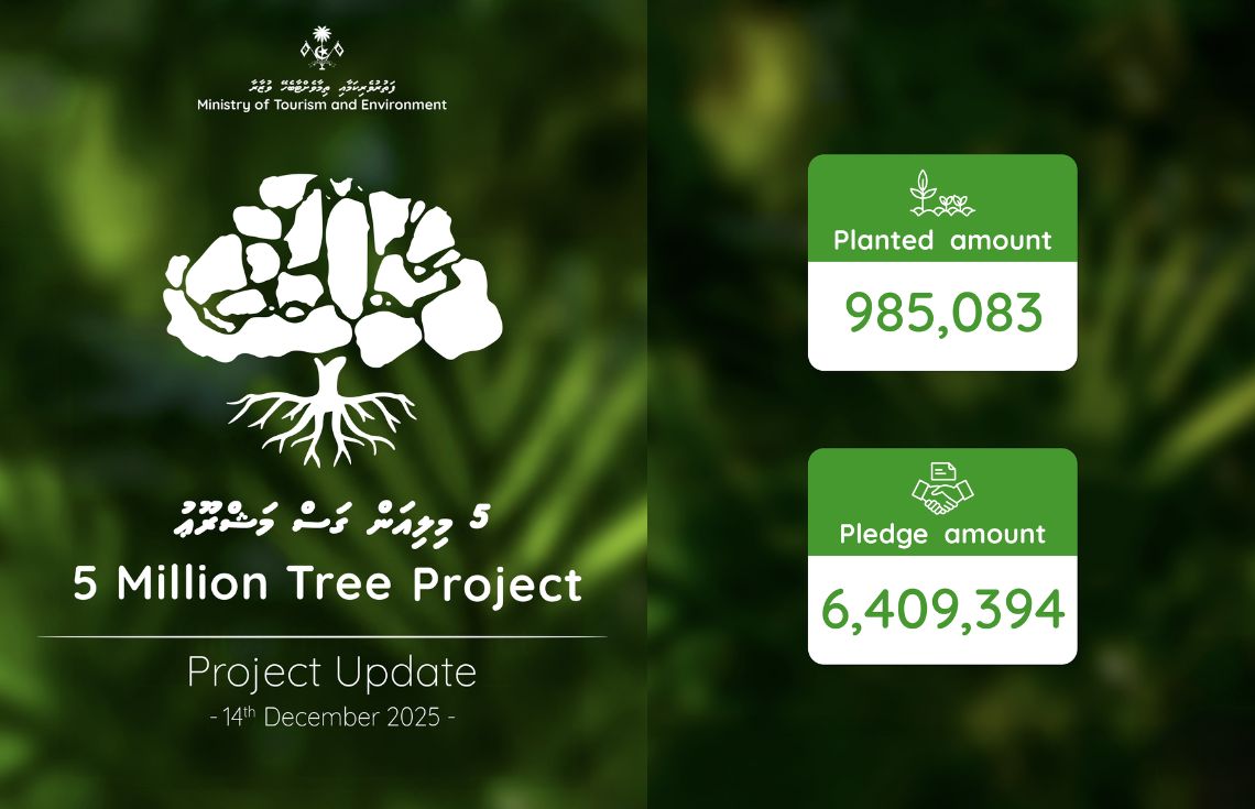 ފަސް މިލިޔަން ގަސް އިންދުމުގެ މަޝްރޫޢު: އަދާ ހަމައަށް 985،000 ގަސް އިންދާފައިވޭ